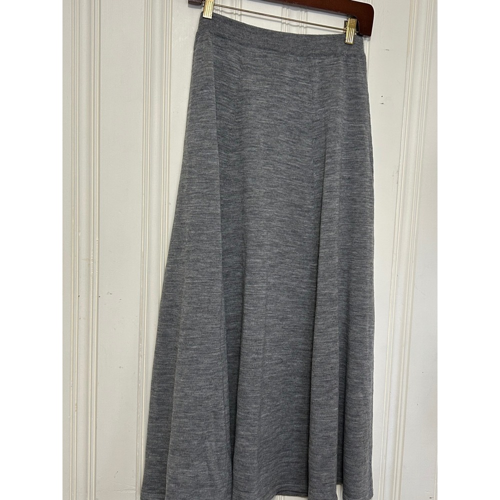 Urban Wool Merino Collection Gray 100% Pure New Wool Knit Paneled Midi Skirt S